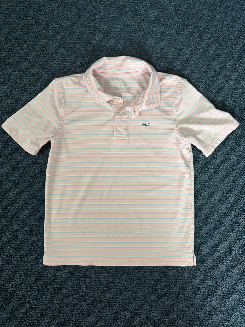 Vineyard Vines Boys' Light Pink Polo with White & Light Blue Stripes